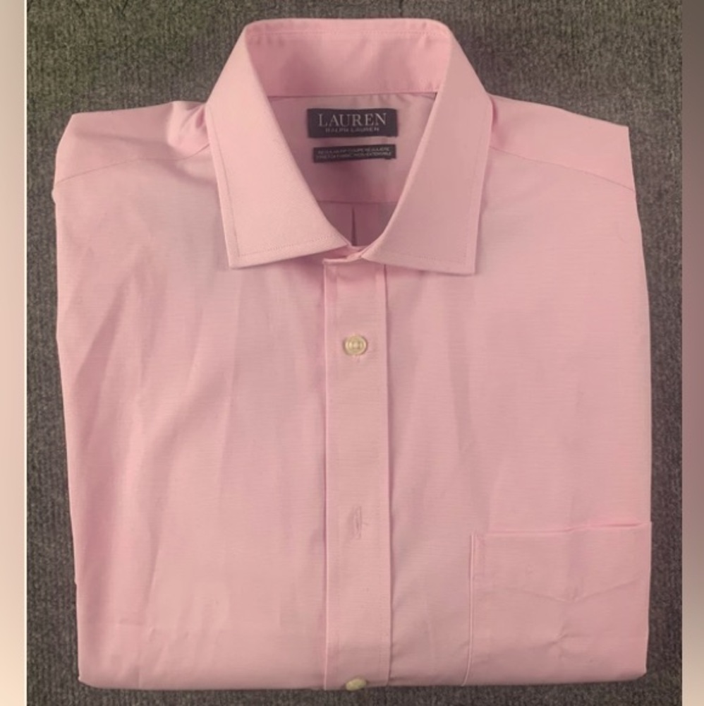 Lauren Ralph Lauren pink long sleeved dress shirt. Men’s Size 16 1/2. EUC.